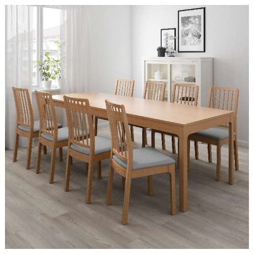 ชุดโต๊ะอาหาร โต๊ะกินข้าว ปรับขยายได้ ขนาด 180/240×90 ซม. 6-8 ที่นั่ง
